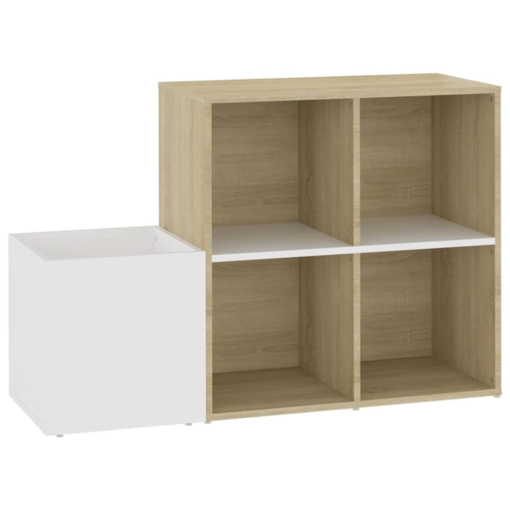 vidaXL Zapatero de Recibidor Organizador Zapatos Armario Pasillo Entrada Almacenaje Muebles Estantería Contrachapada Blanco y Roble 105x35,5x70 cm