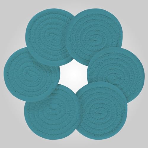Dessous de verre Saxe bleus absorbants rustiques pour protection de table - 3