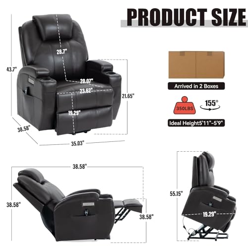 Sillón eléctrico reclinable con masaje y calor miniatura 2