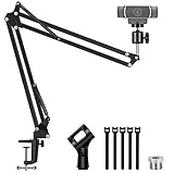 Puroma Upgraded Webcam Stand, Boom Scissor Arm Stand for Logitech Webcam BRIO C920 C920S C922 C922x C925e C930 C930e, 3/8'-5/8' Screw for Blue Yeti Snowball Yeti Nano and Other Mics