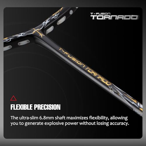 Image of Hundred T-Fusion Tornado Badminton Racket with Full Cover | ≤32 lbs | Performance Racket | Sturdy Frame & Smooth Swing | Offensive Shots & Fast Game