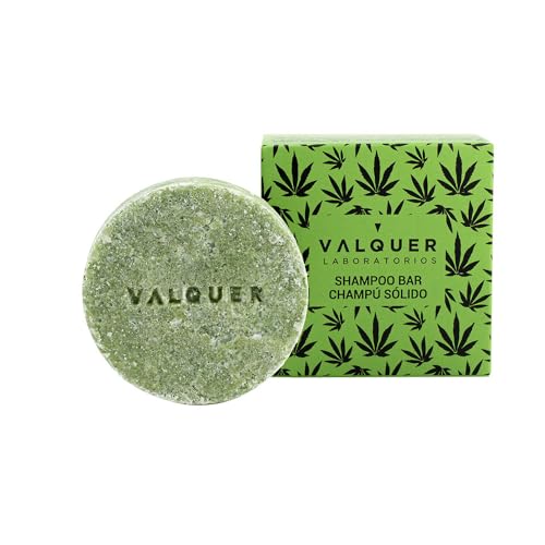 Valquer Champú Solido de Cáñamo para Todo Tipo de Cabello. Hidrata, Limpia y Calma el Cabello Consiguiendo un Pelo Suave y Radiante, con Extracto de Cannabis y Aceite de Cáñamo. Vegano. 50 g.