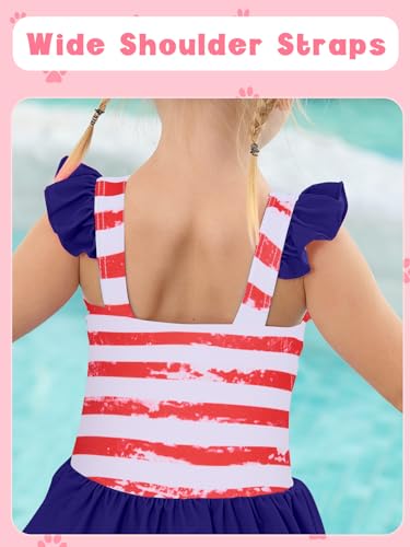 Image of Toddler Girls One Piece Ruffle Swimsuit Mermaid Bathing Suit 2-7Y | UPF 50+ quick-dry girls swimsuit,Cute flutter sleeves and ruffled hem,Mermaid Swimwear for pool,party,beach vacation.