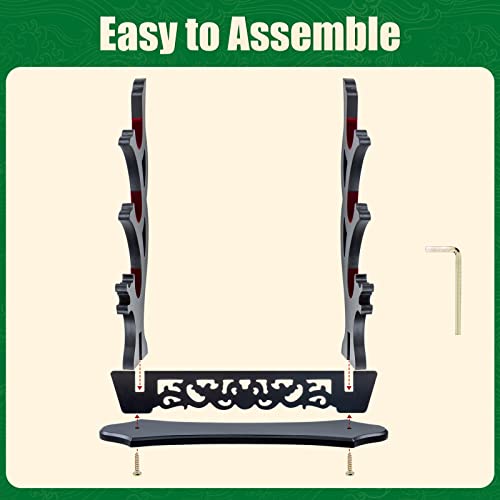 Ekkhysis Vine Sword Stand 3-Tier Padded Hook Katana Stand Holder Display Hanger for Tanto Rapier Light Saber Samurai Sword Cosplay Blade Tanjirou Demon Slayer Genshin Impact Weapon Display Stand (3-tier)