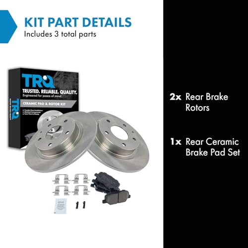 Image of TRQ Rear Brake Pad and Rotor Set Ceramic Solid Rotors