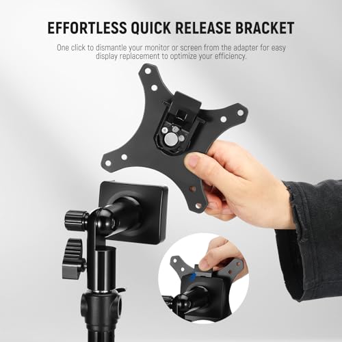 Image of NEEWER Monitor Mount Adapter with Quick Release VESA Mount, 270 Adjustable Metal 5 /8 inch C Stand Light Stand Adapter for Impact Screen Outdoor TV up to 17-32 inch, Max Load 17.5lb /8kg, MA010