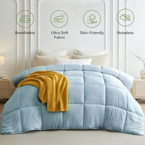 Image of L LOVSOUL Down Alternative California King Comforter Duvet Insert,All Season Duvet Insert with Corner Tabs,Light Blue Comforter Cal King 108x98Inches