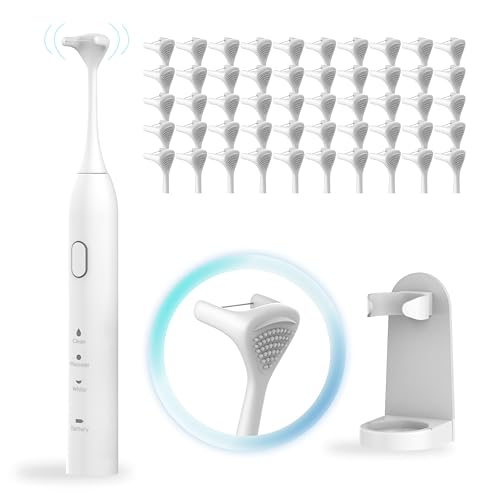 OZZTOUCH Electric Flosser with 3 Speeds + 50 Replacement Heads | Vibration Flosser, Rechargeable, Tongue Scraper/Cleaner, Power Flosser for Adults & Kids, Ekectric Dental Floss