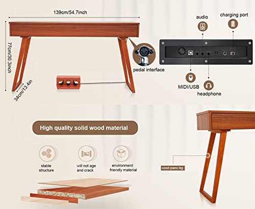 Piano numérique 88 touches pleine taille avec touches lestées clavier électrique clavier portable support de piano Bluetooth MIDI for débutants adultes enfants inclus support, triple pédale et taboure - Les Beatles, Paul McCartney, John Lennon, RIngo Starr, George Harrison Piano numérique 88 touches pleine taille avec touches lestées clavier électrique clavier portable support de piano Bluetooth MIDI for débutants adultes enfants inclus support, triple pédale et taboure – Image 8
