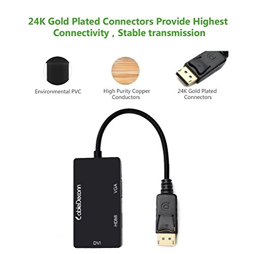 Image of Multi-Function Displayport Dp to HDMI DVI VGA Male to Female 3-in-1 Adapter Converter Cable