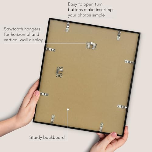 Americanflat 14x16 Picture Frame with Polished Plexiglass - Streamline Collection - Thin Border Picture Frame for Wall Display - Hanging Hardware Included - Black