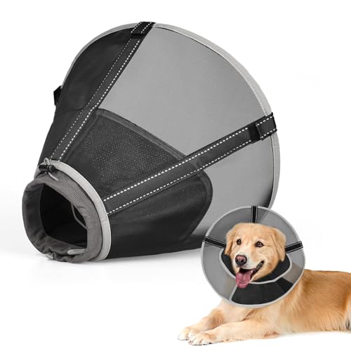 Image of Breathable Mesh Dog Cone Collar for Surgery, Soft Elizabethan Recovery Alternative to Stop Licking,Pet Neck Collar for Large Medium Small Breeds, XS