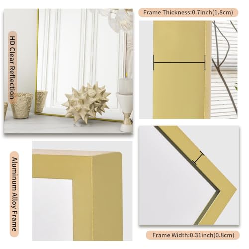 Koonmi Gold Mirrors for Wall, 36x48 Inch Bathroom Mirror, Rectangular Wall Mirror for Living Room Bedroom Bathroom, Hangs Horizontally or Vertically