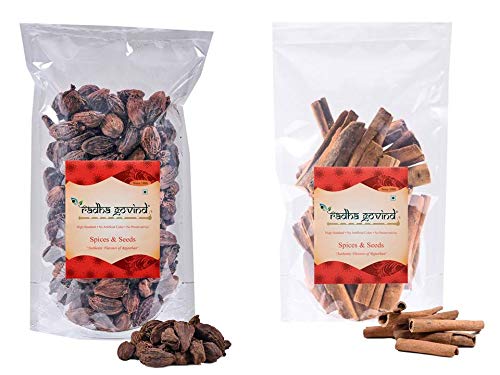 Radha Govind Organic Black Cardamom and Cinnamon Sticks (200 Gram Each) (B09263VMYK) Amazon Price History, Amazon Price Tracker