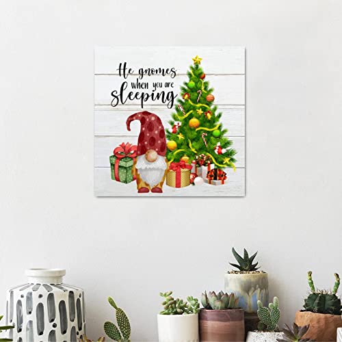 Panneau de Noël en bois grand format carré 40 cm au design mural vintage - 4