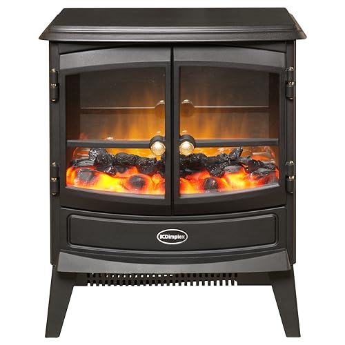 Dimplex Springborne Elektrokamin - Freistehender Elektrokamin mit Heizung und Optiflame LED-Flammeneffekt - Zuschaltbare 2kW Heizung - Inklusive Thermostat und Fernbedienung