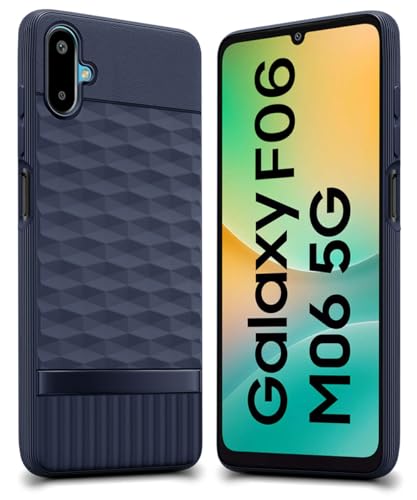 Image of WOW IMAGINE Back Cover for Samsung Galaxy M06 5G | Galaxy F06 5G with Hexa Cube Design | Ultra Slim Soft Rubberised Case | Inner Velvet Fabric | Matte Silicone Mobile Case | Camera Protection - Blue