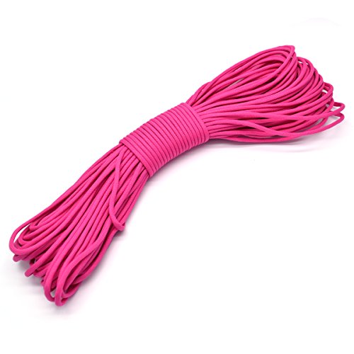 100ft Type III 7 Strand Core Paracord 550 Parachute (60# Dark Pink)