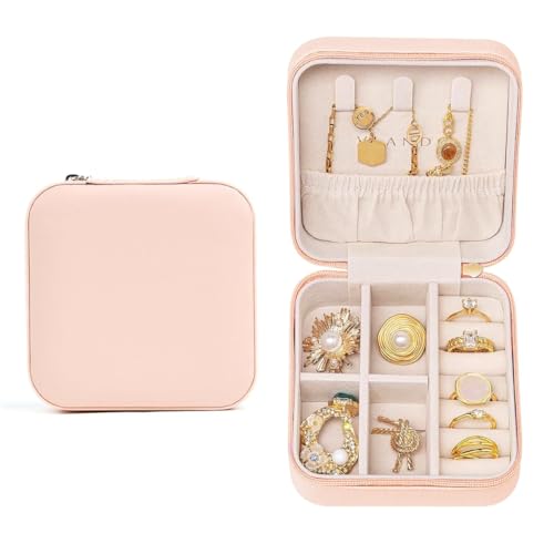Image of Nibbler Pack of 2 Square Travel Jewellery Box for Women, Travel Earrings Organiser Box, Portable Jewellery Box Organisers for Rings, Earrings, Bracelets, Necklaces Decorative boxes
