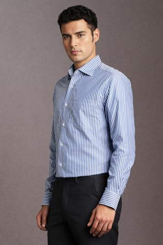 Image of Louis Philippe Men's Easy to Iron Everyday wear Premium Cotton Full Sleeve Stripe Formal Shirt