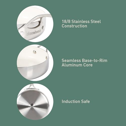 Bloomhouse - Two Time Oprah's Favorite Things Winner - 8 Inch Triply Stainless Steel Fry Pan w/Non-Stick Non-Toxic Pro Ceramic Interior Frying Pan by bloomhouse - Used condition - Image 3
