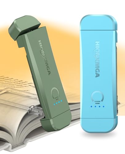 Image of HIONXMGA 2-Pack,Rechargeable Book Lights for Reading in Bed,Green+Blue