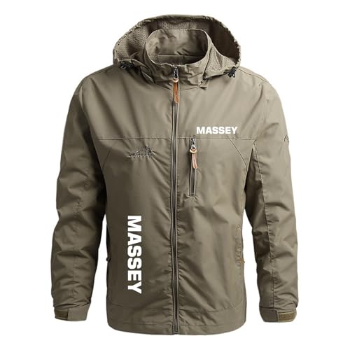 AHYAOFA Chaquetas Cortavientos para Hombre Sudaderas con Capucha para M.a.SS.EY Chaquetas Softshell Ropa De Trabajo Impermeable Ligero con Cremallera para Exteriores Khaki-1 XXL