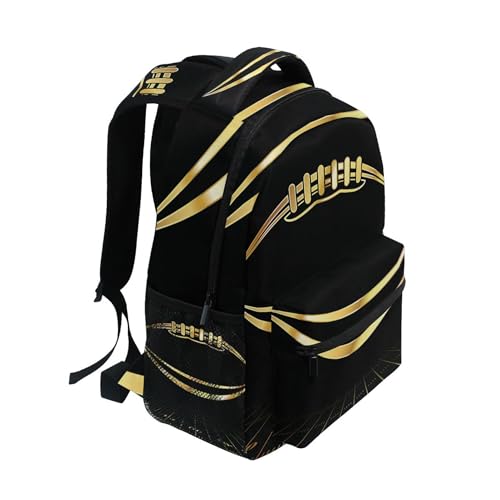Gold Football Backpack Laptop Tablet Travel School Bag with Name Tag for Boys Girls2