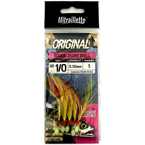 Ragot Bas DE Ligne MER MITRAILLETTE Original - A l'unité, Rouge-Jaune Brillant, 50/100, N°1/0, 5