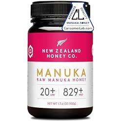 New Zealand Honey Co. Raw Manuka Honey UMF 20+ MGO 829+ - 17.6oz Family Size - Authentic New Zealand Sourced with Natural Enzymes and Pollens - Monofloral UMF Certified for Daily Wellness - 500g