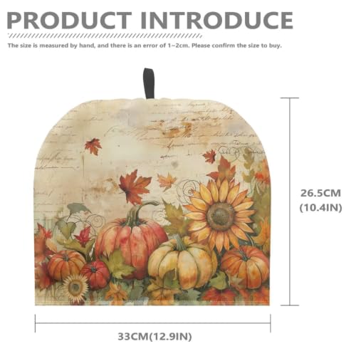 Image of Hudotybom Fall Pumpkin Tea Pot Cozies Thanksgiving Coffee Breakfast Warmer Teapot Dustproof Insulated Covers Tea Kettle Quilt for Kitchen