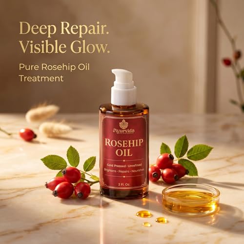 Image of Rosehip Oil for Face & Skin | Cold Pressed Rosehip Seed Oil for Glowing Skin, Brightening Dark Spots Acne Scars & Pigmentation - 60 ml