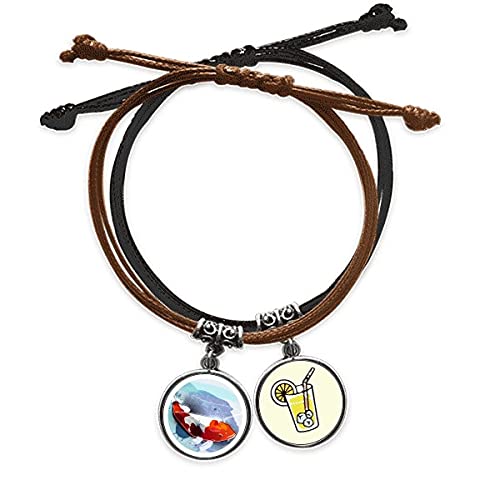 Bracelet poisson aquarelle style Japon en cuir véritable et chaîne de haute finition
