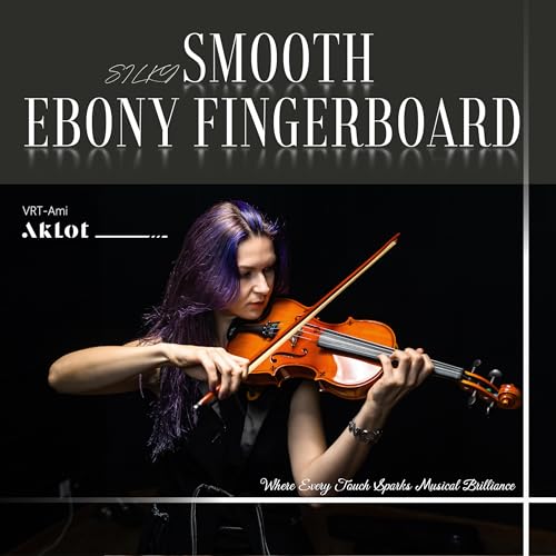 Image of AKLOT Handcrafted Full Size Violin: Solid Wood Glossy Fiddle, Acoustic Beginner 4 /4 Violin Kit with Hard Case, Lesson Book, Bow, Shoulder Rest, Extra Strings, Tuner, Fretboard Stickers (VRT-AmiOB)