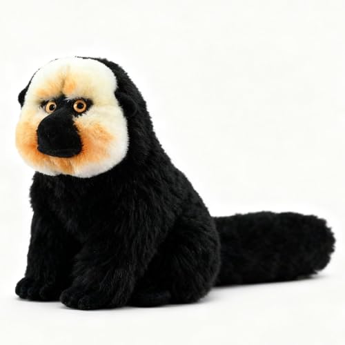 Singe saki à face blanche en peluche de 42cm, animal sauvage réaliste pour enfant