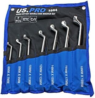 US PRO Tools 7pc Double Hex 35 Deg Offset Swan Neck Spanner Set 6 - 19mm 2984