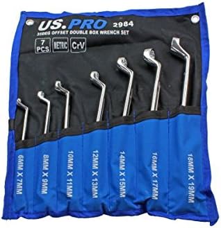 US PRO Tools 7pc Double Hex 35 Deg Offset Swan Neck Spanner Set 6 - 19mm 2984