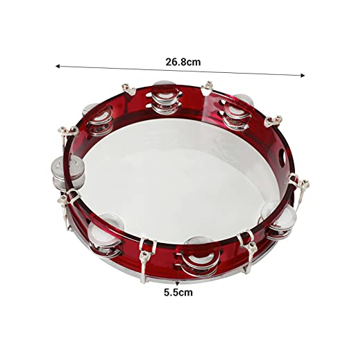 Tambourin double rangée rouge de 25,4 cm avec clé de réglage