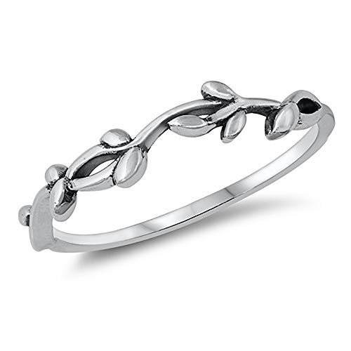 CloseoutWarehouse 925 Sterling Silver Oxidized Small Vine Band Ring
