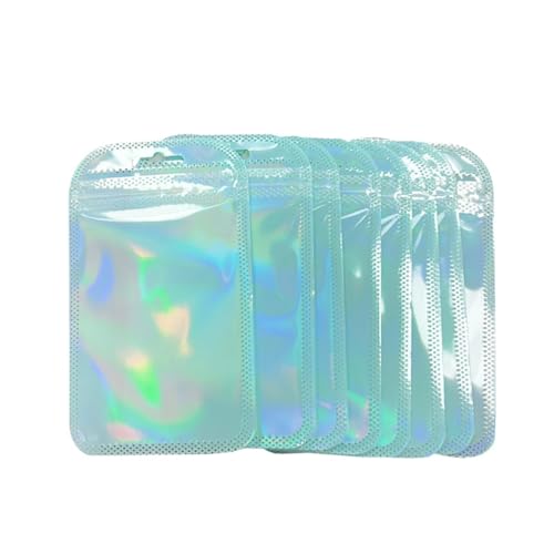 NIBAINLO オーロラ チャック 袋 ジップ アルミ袋 ミニ 厚手 チャック付き袋 ジッパー 小さい ラッピング ホログラム 小物収納 アクセサリー お菓子用 梱包パック(シアン),100枚セット