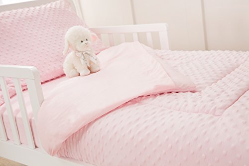 Tl Care Minky Dot Chenille 4 Piece Toddler Bed Set, Pink, For Girls #TOP2