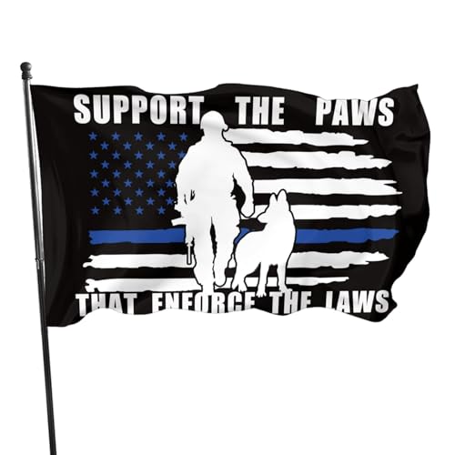 American Police Dog Support The Paws That Enforge The Laws Flag 3 X 5 Ft Polyester with Brass Grommets For Lawn Patio Yard Garden Home Outdoor Decor Fade Resistant Banner -5