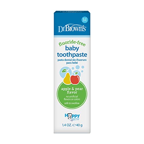 dr brown39s fluoride-free baby toothpaste safe to swallow apple pear 1-pack 14oz40g 0-3 years