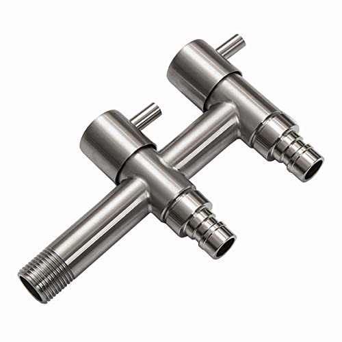QTANZIQI Grifo de Agua para Exteriores, Grifo Doble para jardín, 1/2 Pulgada, Multifuncional, de Acero Inoxidable, montado en la Pared, Acabado Cepillado, Usar y Elegante