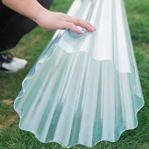 Transparent Plaque Polycarbonate Ondulee épissables Panneaux Panneau de Toit Sunshine en Fibre de Verre for Auvent Extérieur Carport Remplacement(4 PCS,0.9x1m/2.95x3.28ft)