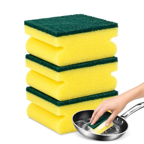 Estropajo para fregar, Esponja para Lavar Platos, Esponja para Fregar, Esponja limpieza de cocina, Estropajo Cocina, Esponja Cocina Dos Lados, Estropajo Salvauñas, No Raya, 3 Unidades