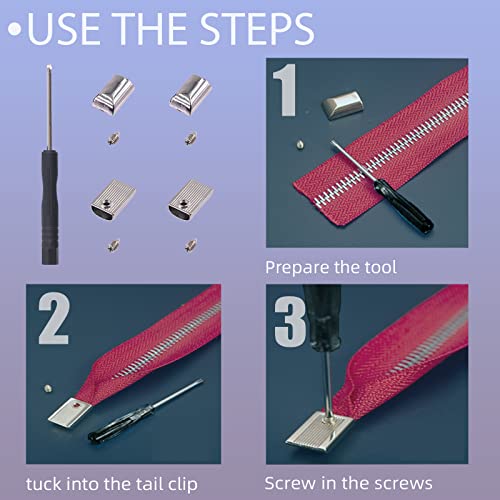 Swpeet 61Pcs 4 Colors Metal Zipper End Tail Clips Buckle Kit for Pants Jackets, Jeans Clothes Slider Zipper Fastener Lock - Image 3