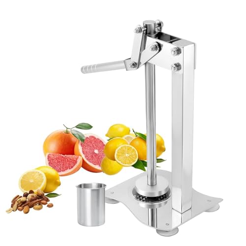 Spremiagrumi manuale e frantoio per noci, in acciaio inox resistente, per limoni, mandorle, noci, nocciole, spremi frutta da tavolo con tazza