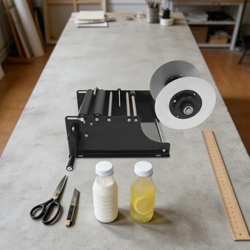 Image of Semi Automatic Round Bottle Labeling Machine, MT-30 Manual Labeling Machine Adjustable for 0.79-4.72 inch Diameter with Cartridge for Vial Light Small Bottles Effortless Labeling