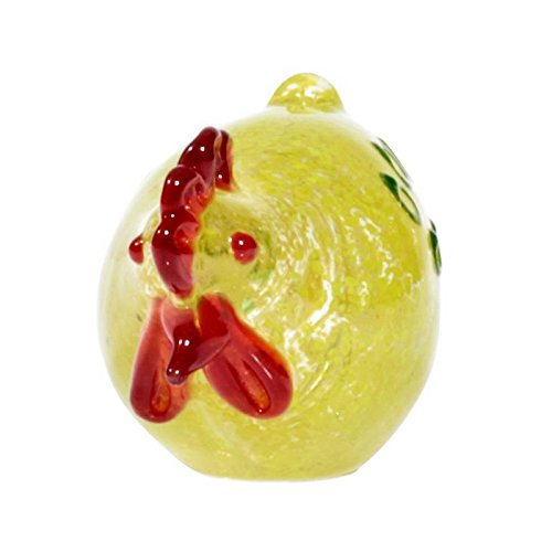 Statuette, Glass Hen, Hen Figurine, Brooding Hen, Yellow, 5 cm, Animals (Art Glass Powered